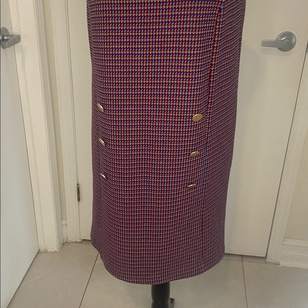 Purple Houndstooth sleeveless Lined Sheath Midi Dress by Tristan Size Small - Picture 5 of 17